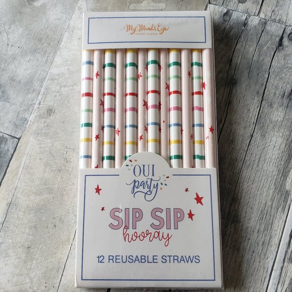 NWT - My Mind’s Eye Reusable Plastic Straws: Oui Party - Picture 1 of 2
